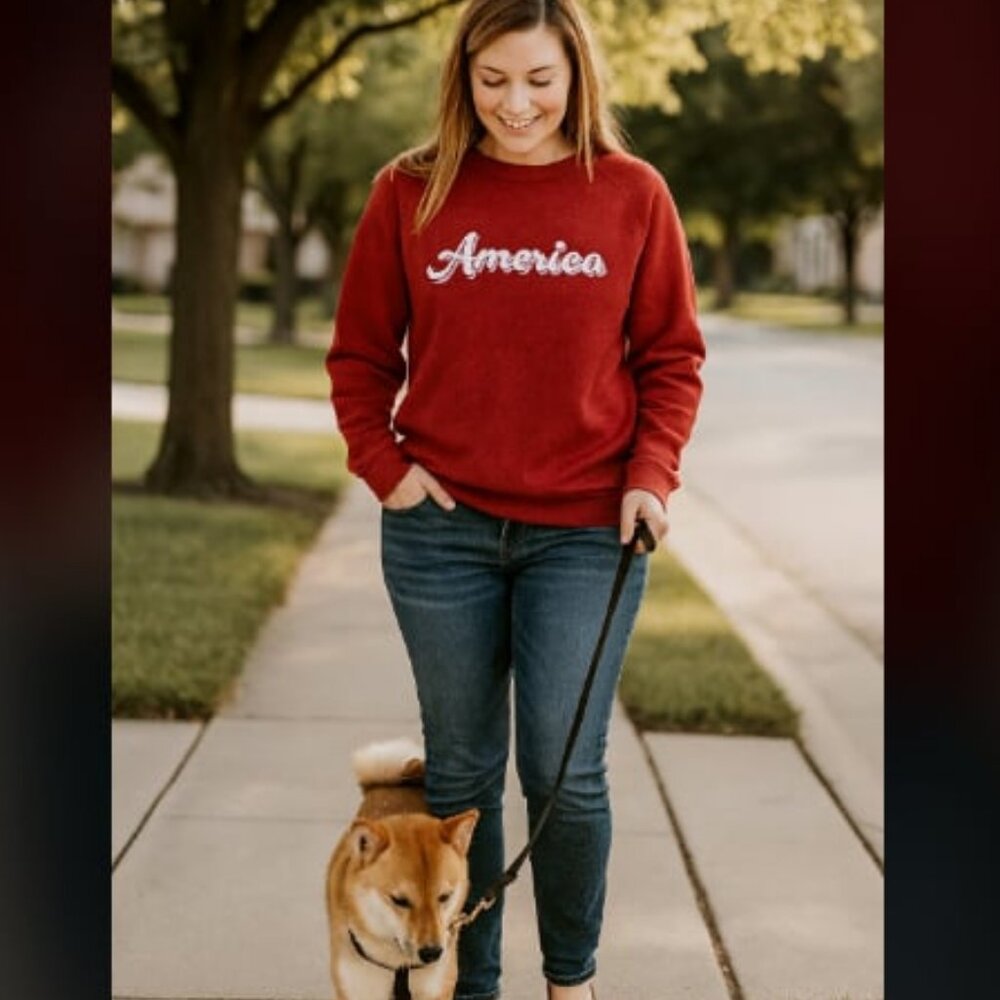 New 78 & Sunny SEAS America Graphic Sweatshirt Red S